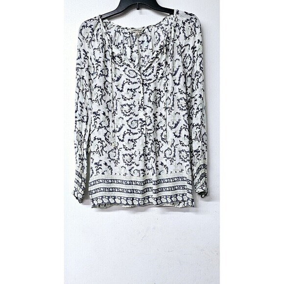 LUCKY BRAND Boho Floral Long Sleeve Front Buttons Women Tunic Shirt (S) - Picture 1 of 4